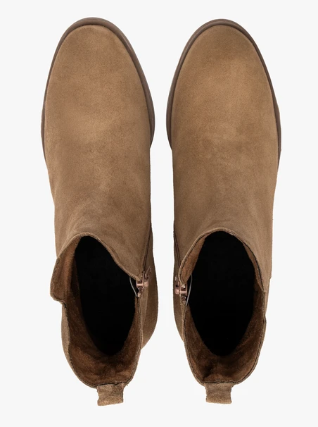 Beige women’s ankle boots with decorative shaft