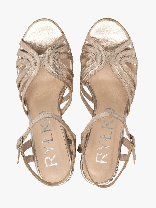 Stiletto-Sandalen aus Platin für Frauen