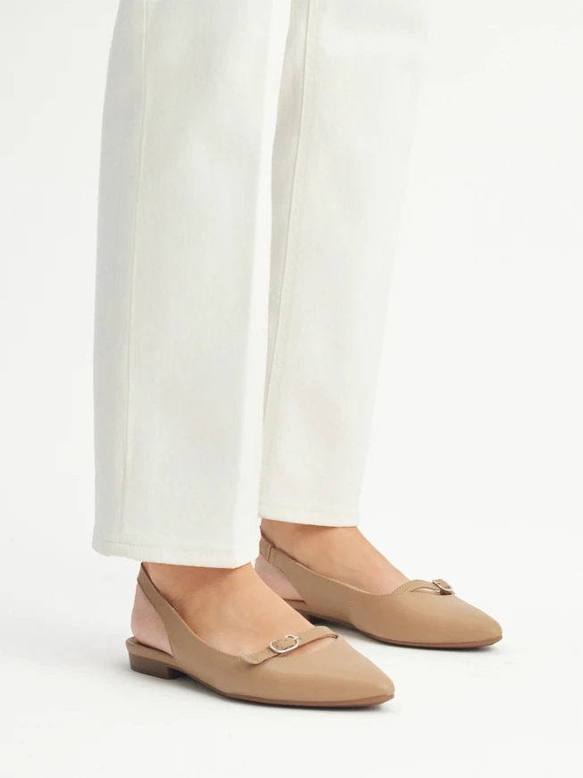 Beige slingback ballerinas