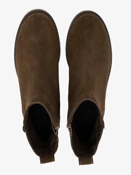 Grüne Velourslederstiefel