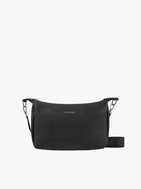 Black leather &amp; fabric crossbody