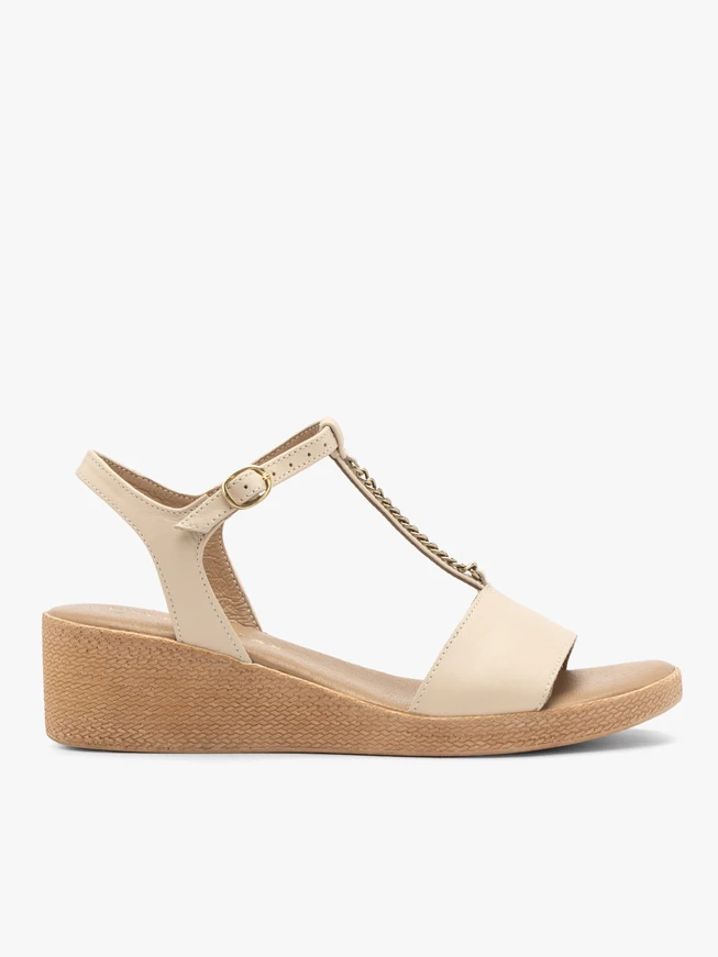 Cremefarbene Damen-Kettensandalen