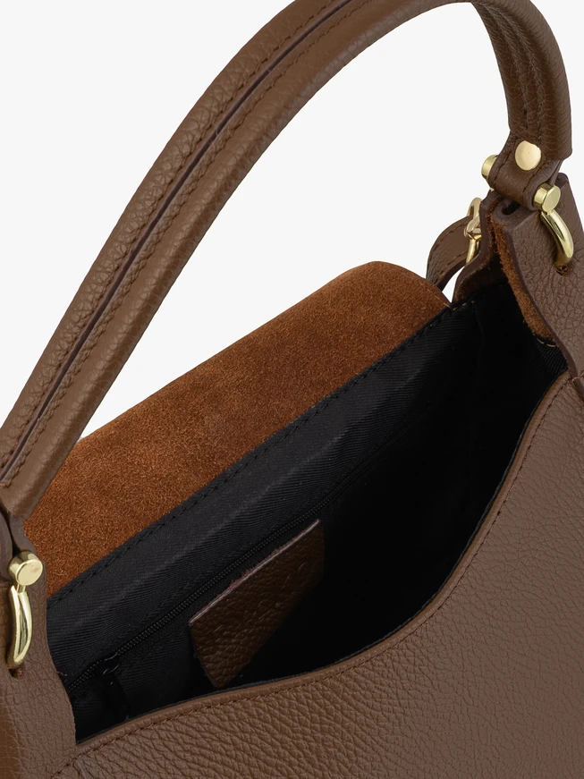 Hellbraune elegante Lederhandtasche