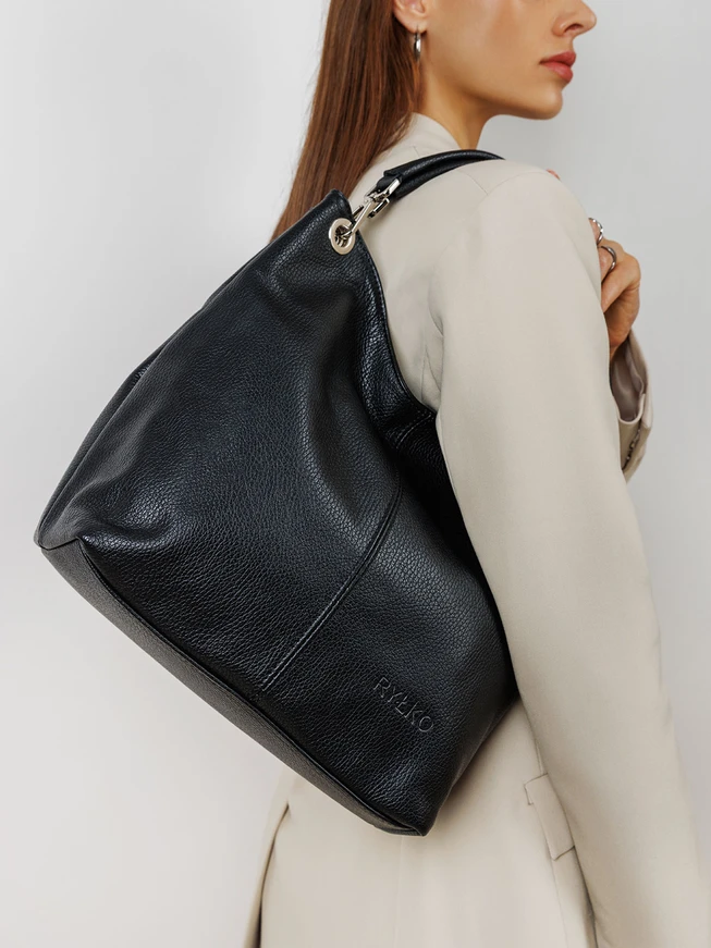 Schwarze Shopper-Tasche aus Leder