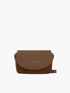 Kleine braune Handtasche aus genarbtem Leder und Velours