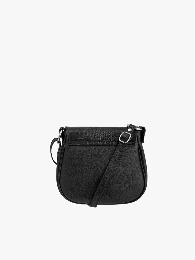Schwarze Posttasche für Frauen mit Schlangenhautstruktur