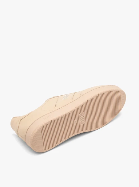 Beigefarbene Halbschuhe mit flacher Sohle
