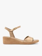 Goldfarbene niedrige Plateausandalen