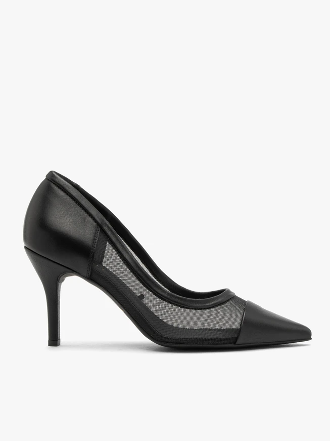 Schwarze Netz-Pumps für Frauen