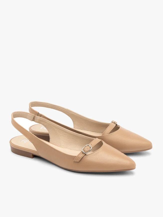 Beige slingback ballerinas