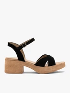 Schwarze Damen-Sandalen aus Veloursleder