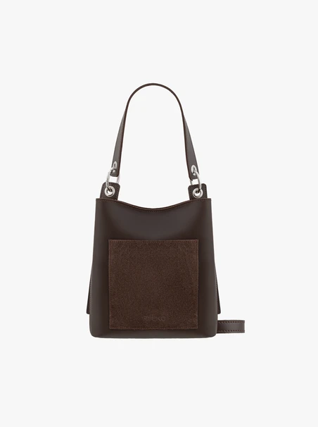 Dark brown leather handbag