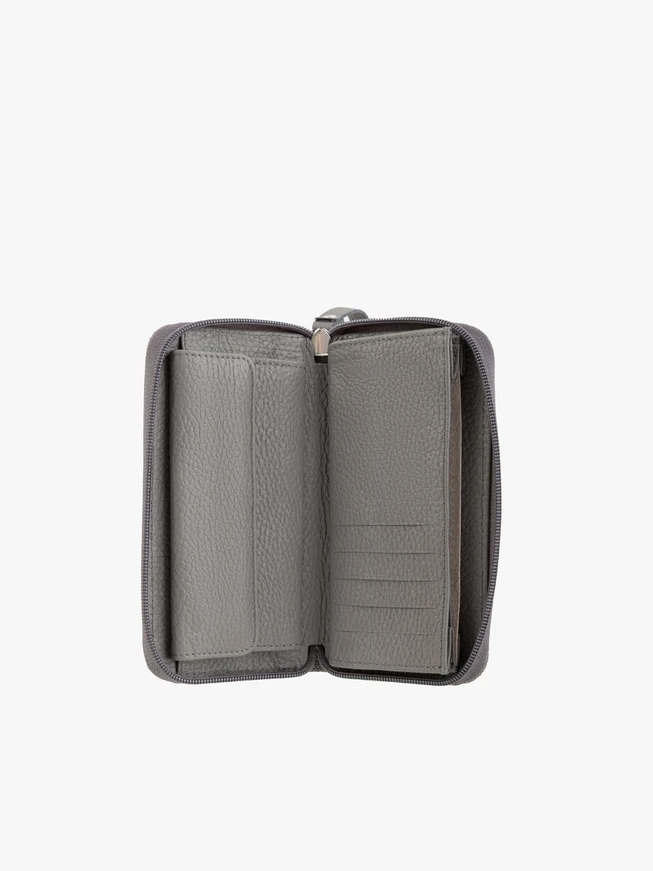 Portemonnaie aus grauem Leder und Velours