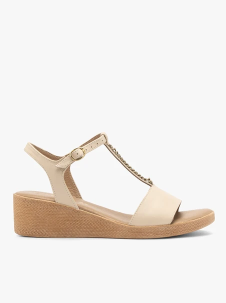 Cremefarbene Damen-Kettensandalen