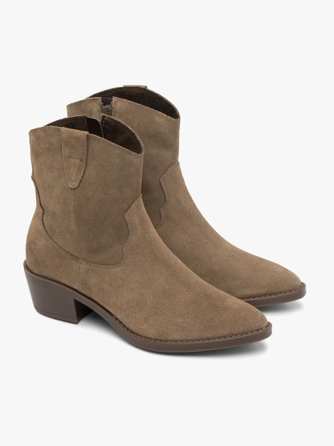 Cowboystiefel aus olivfarbenem Veloursleder