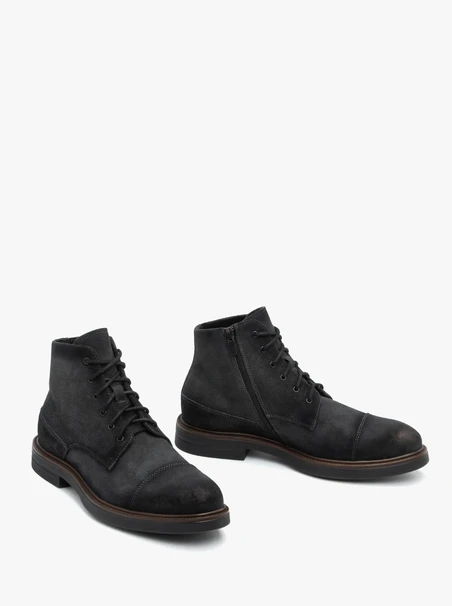 Graue Velourslederstiefel