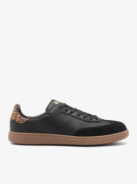 Schwarze Turnschuhe aus gebondetem Leder