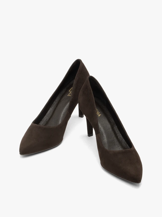 Pumps aus schokoladenfarbenem Veloursleder