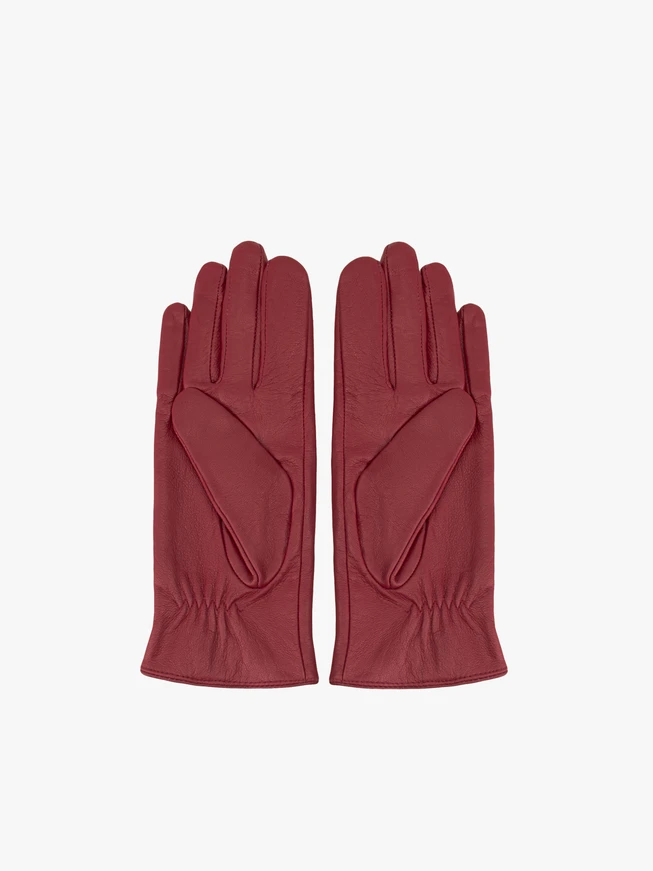 Kastanienbraune genarbte Lederhandschuhe