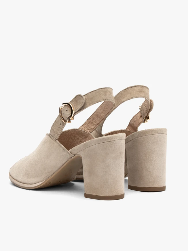 Beige Damen-Sandalen mit Absatz