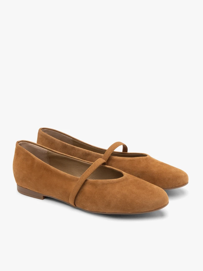 Rote Veloursballerinas mit Gummiband