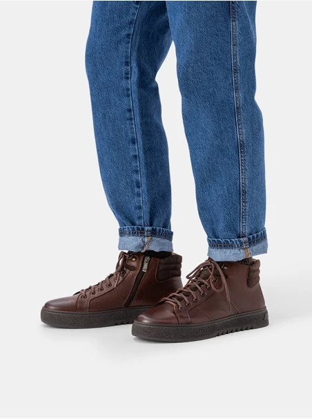 Brown Men's Boots with Zip
