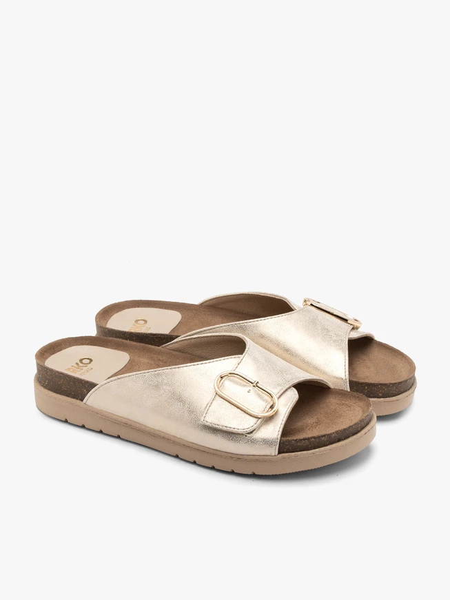 Flache Damen-Flip-Flops aus Platin