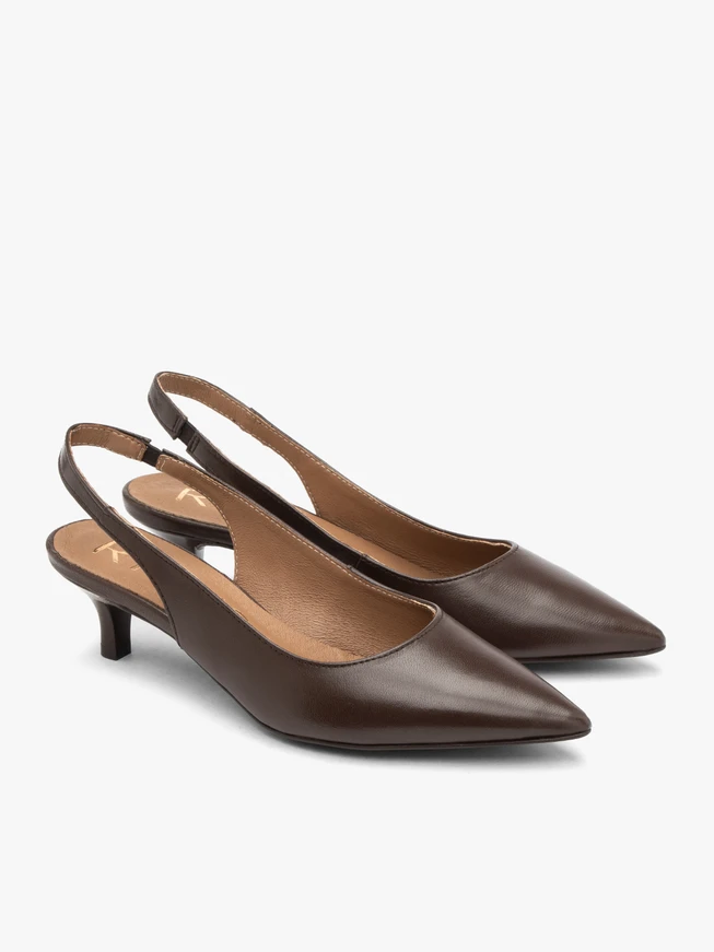Braune Slingback-Pumps ohne Absatz