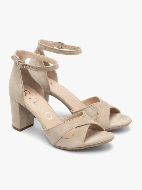 Beige Damen-Sandalen mit Absatz