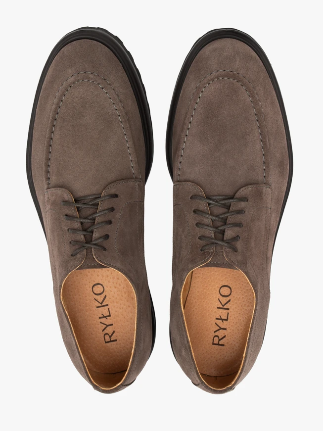 Grey suede lace-up shoes