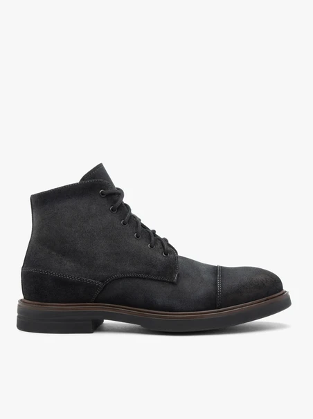 Graue Velourslederstiefel