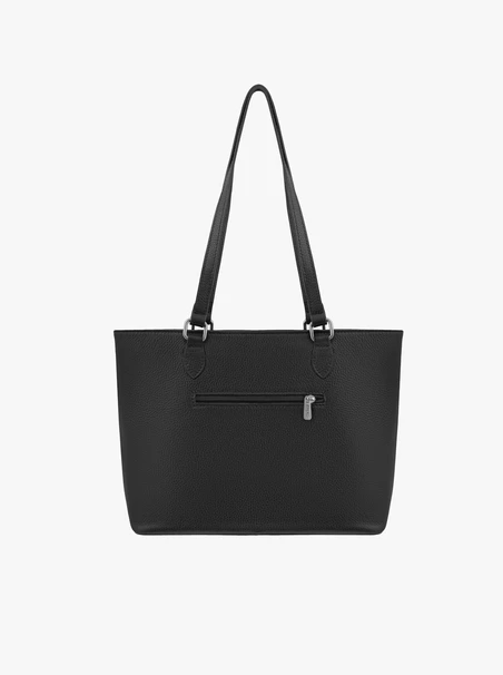 Schwarze A4-Shopper-Tasche aus Leder