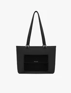Schwarze A4-Shopper-Tasche aus Leder