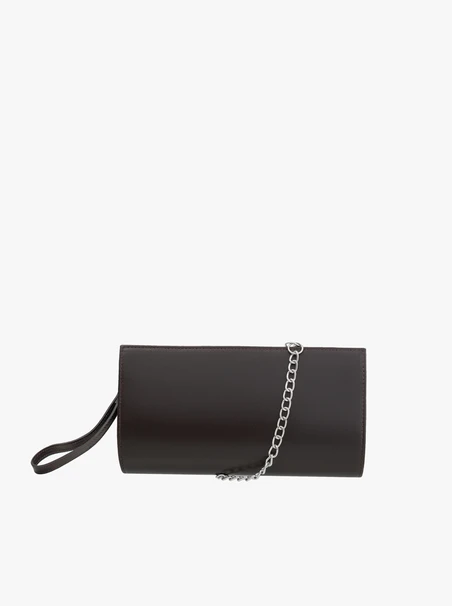 Dunkelbraune Ketten-Clutch-Tasche