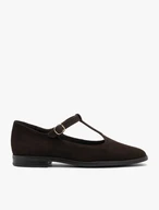 Dunkelbraune T-Bar-Ballerinas
