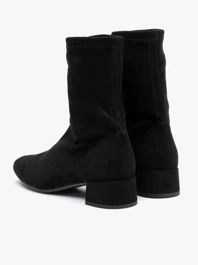 Black fabric ankle boots