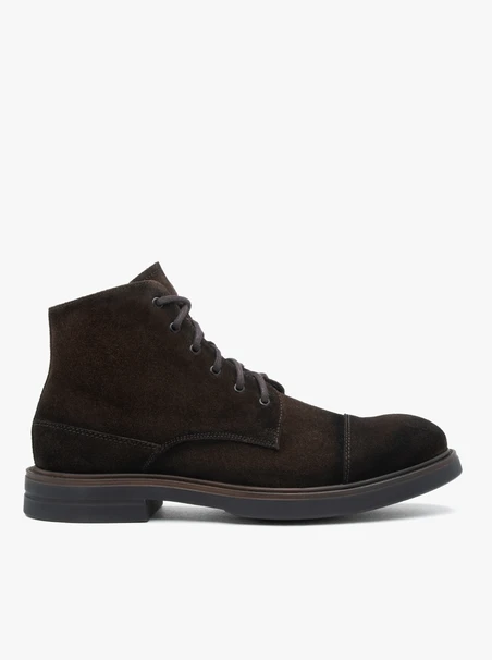 Dunkelbraune Velourslederstiefel