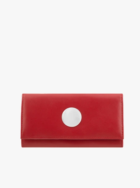 Czerwony skórzany portfel damski