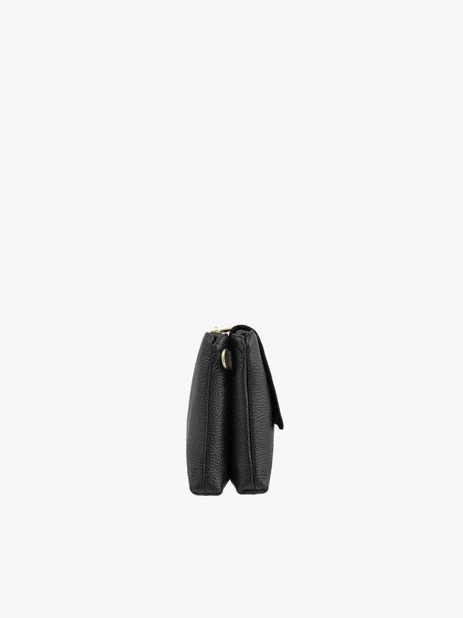 Kleine schwarze Handtasche aus Leder und Velours