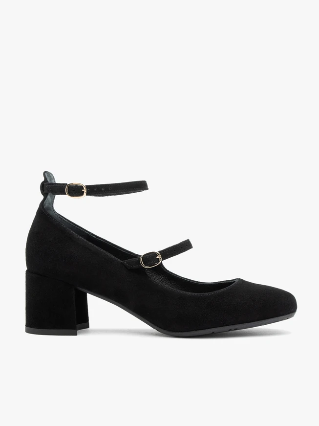 Schwarze Velours-Pumps