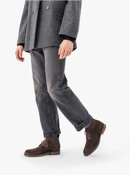 Men’s suede lace-up boots warm