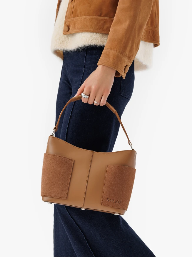 Handtasche aus braunem Bonded Leather