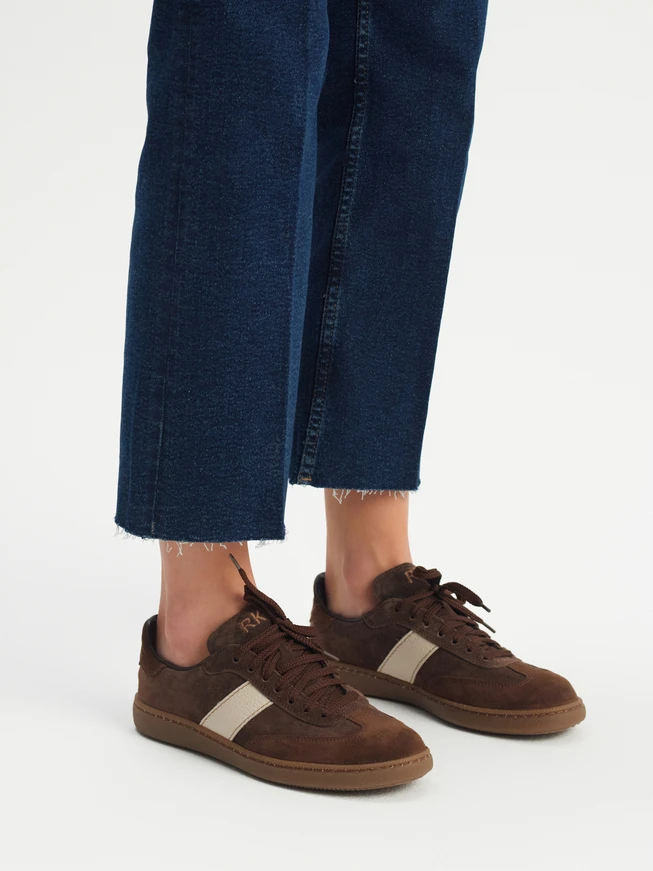 Braune Damen Halbschuhe mit flacher Sohle