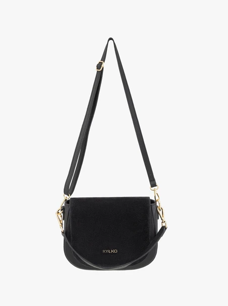 Handtasche aus schwarzem Leder und Velours
