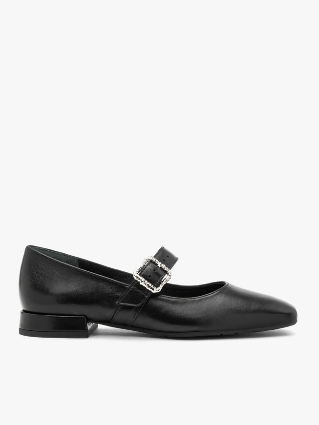 Schwarze Ballerinas mit Zierschnalle