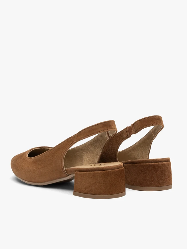 Braune Slingback-Pumps ohne Absatz