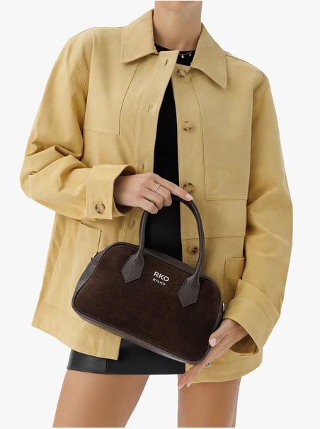 Small Brown Bowling Bag Women’s Leather &amp; Suede