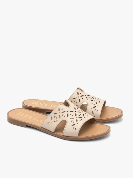 Beigefarbene Damen-Flip-Flops mit Ausschnitt