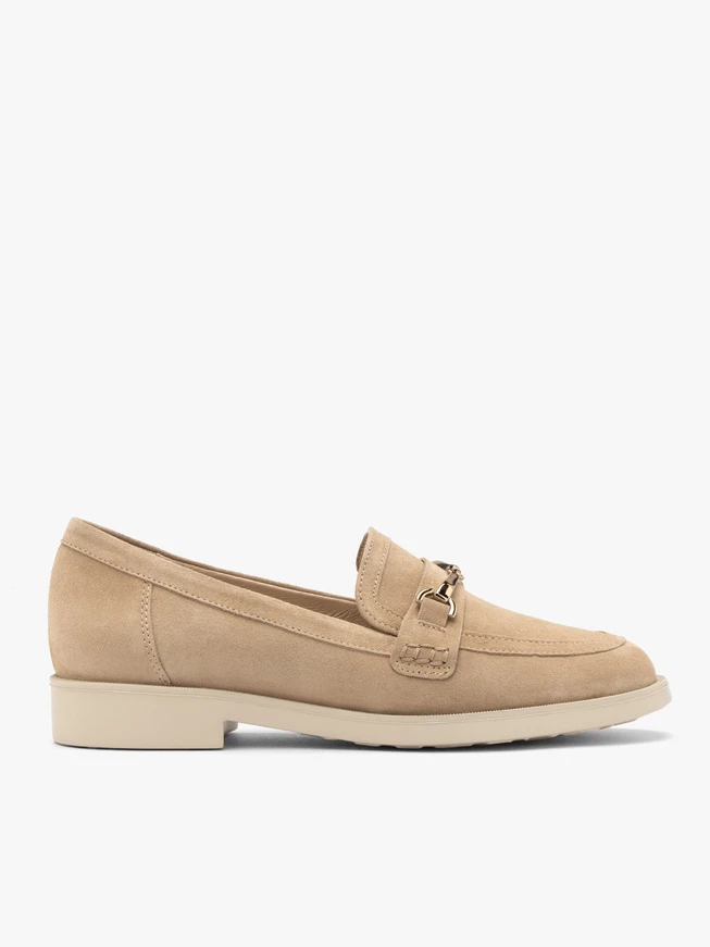 Sand suede loafers