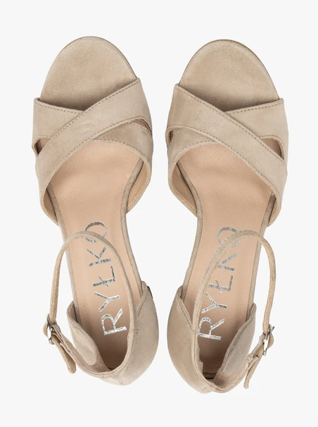 Beige Damen-Sandalen mit Absatz
